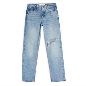 TOPSHOP STRAIGHT LEG RAW HEM JEANS